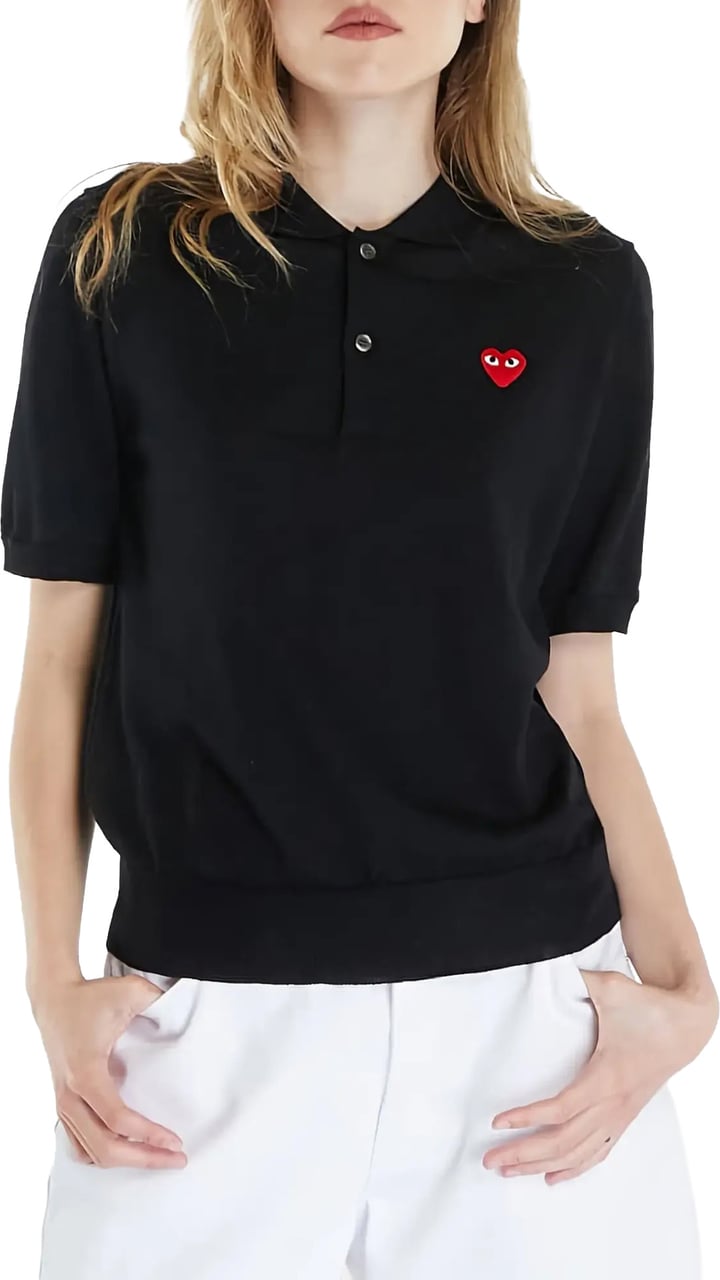 Comme des Garçons Sweater Red Emblem Black Zwart