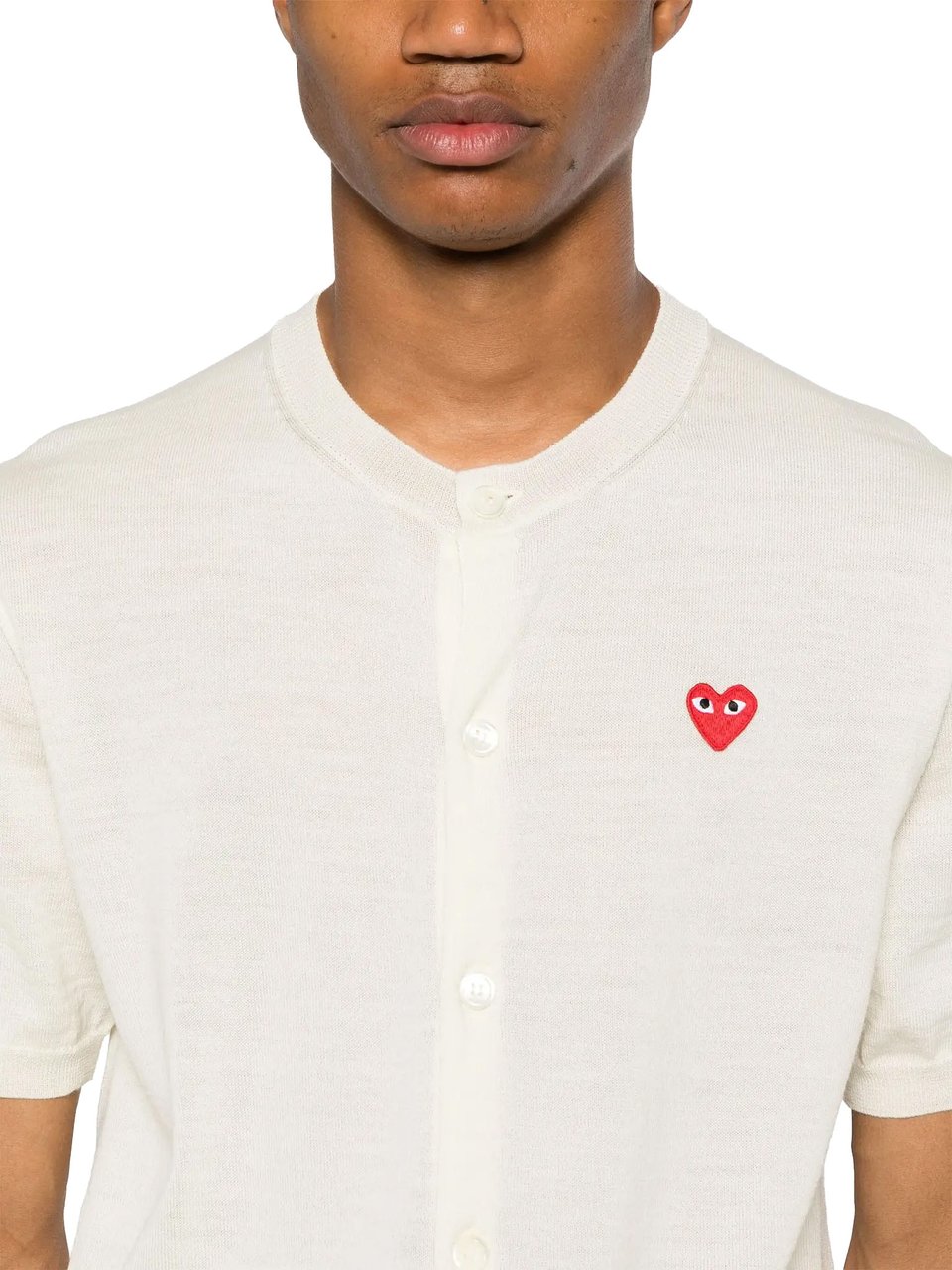 Comme des Garçons Round Neck Red Emblem White Wit