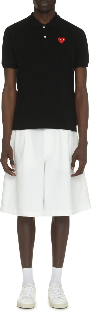 Comme des Garçons Cotton-piqué polo shirt Zwart