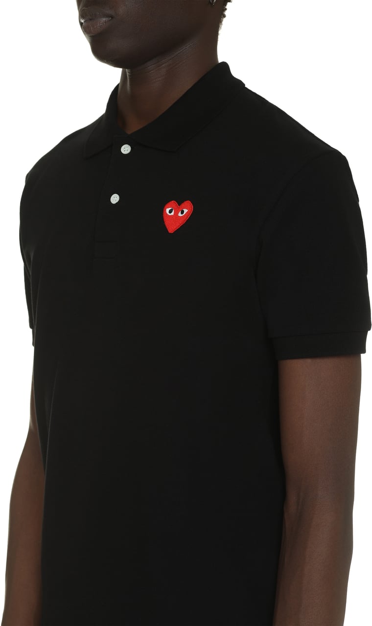 Comme des Garçons Cotton-piqué polo shirt Zwart