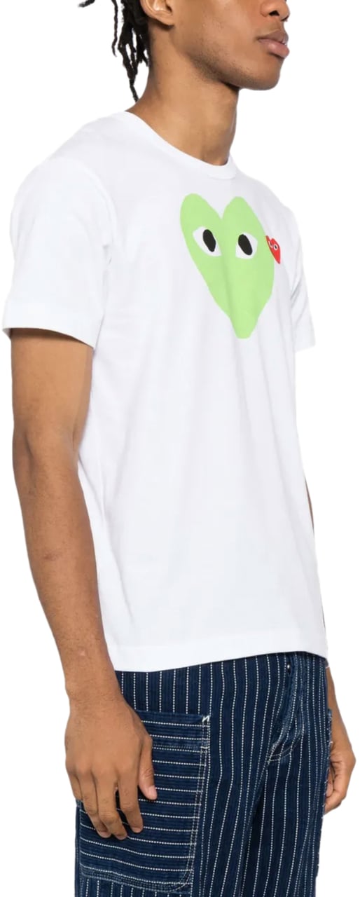 Comme des Garçons T-shirt Red Emblem Red Heart Green Groen
