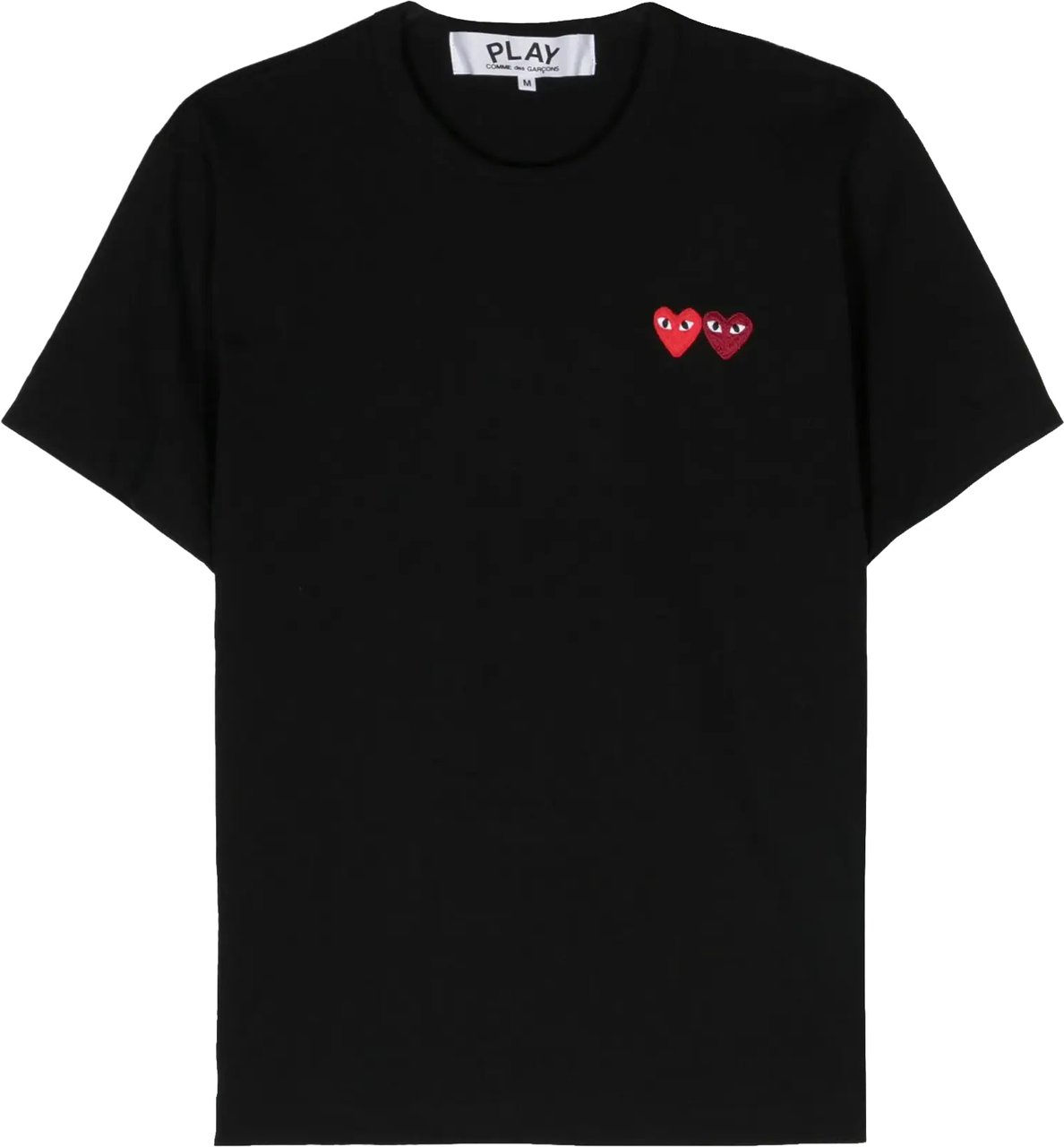 Comme des Garçons T-shirt Double Burgundy Emblem Black Zwart