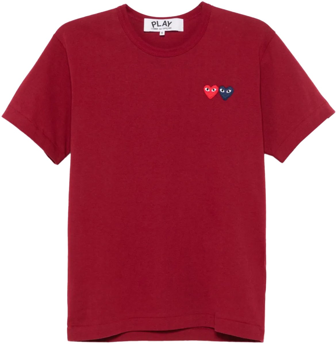 Comme des Garçons T-shirt Double Burgendy Emblem Burgundy Rood