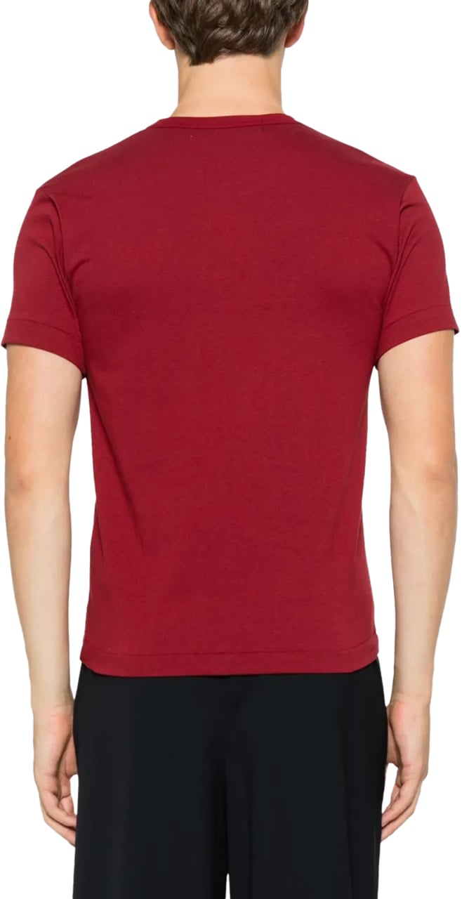 Comme des Garçons T-shirt Double Burgendy Emblem Burgundy Rood