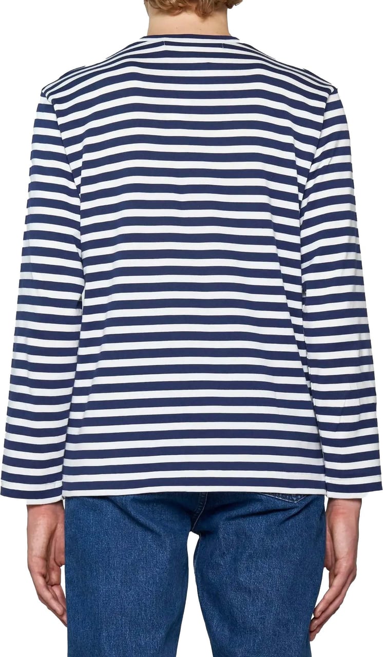 Comme des Garçons T-shirt Double Burgundy Emblem Navy Blauw