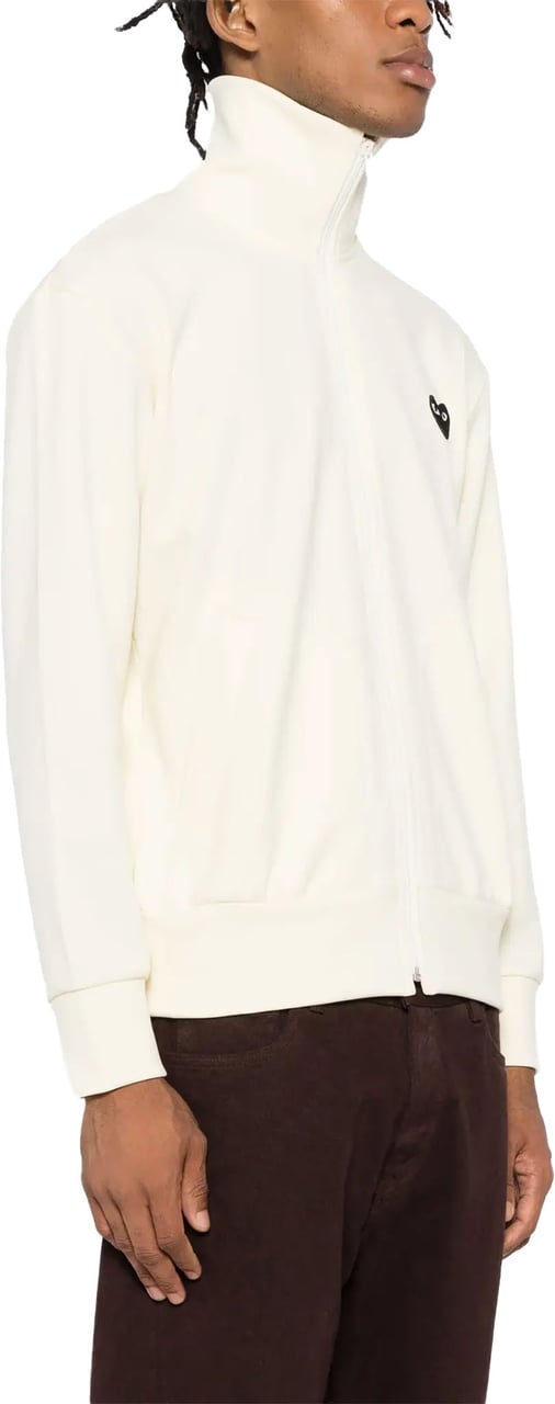 Comme des Garçons Sweatshirt Black Emblem Ivory Zwart