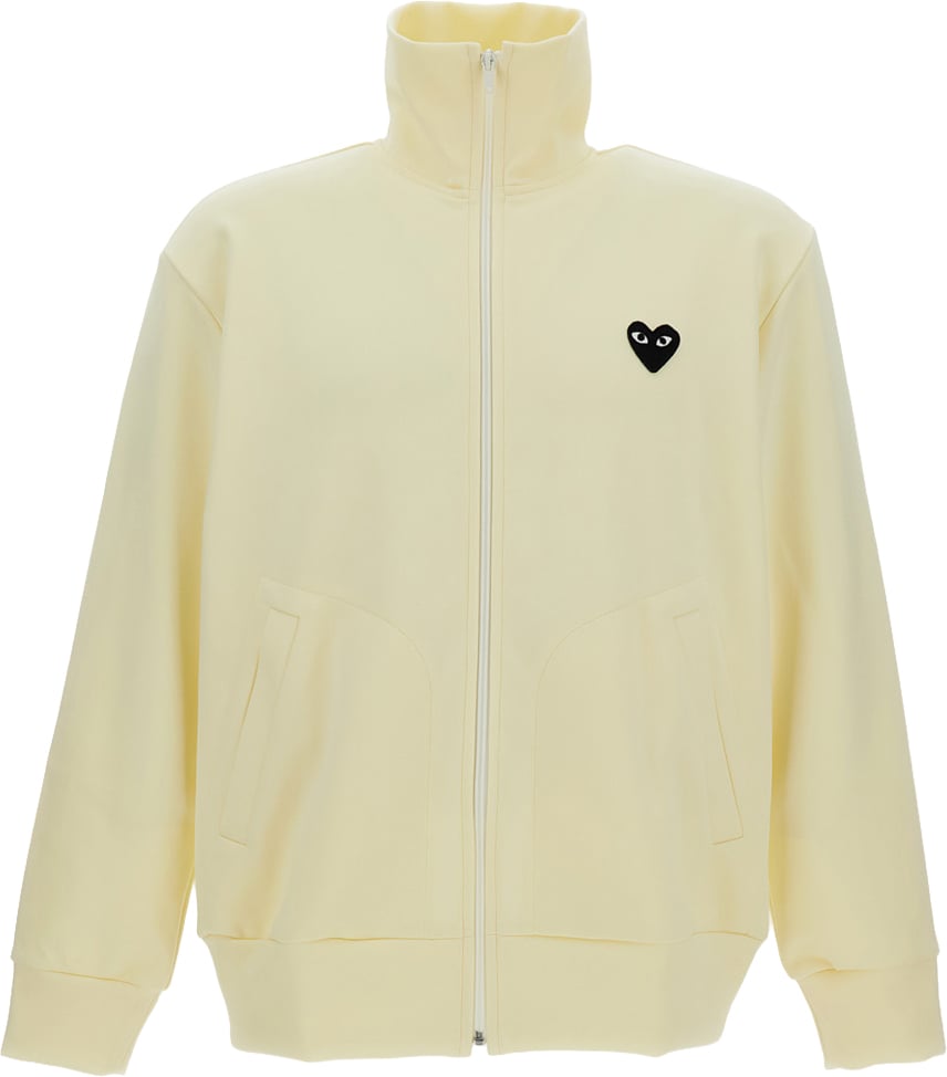 Comme des Garçons High-Neck Zipped Sweatshirt with Heart Print Wit
