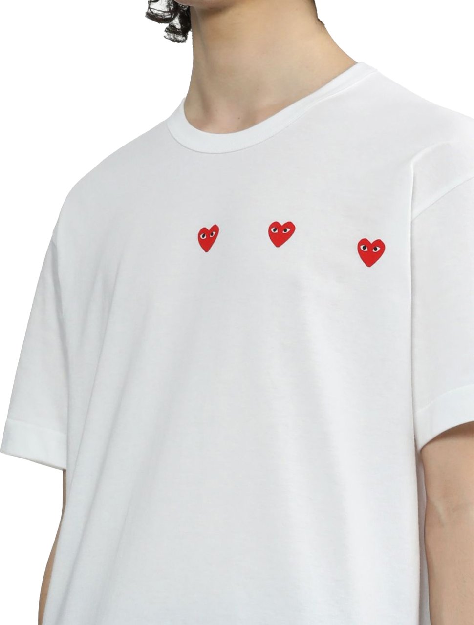 Comme des Garçons Triple Hearts Logo T-shirt Wit