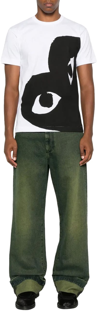 Comme des Garçons Black Heart T-shirt White/black Wit