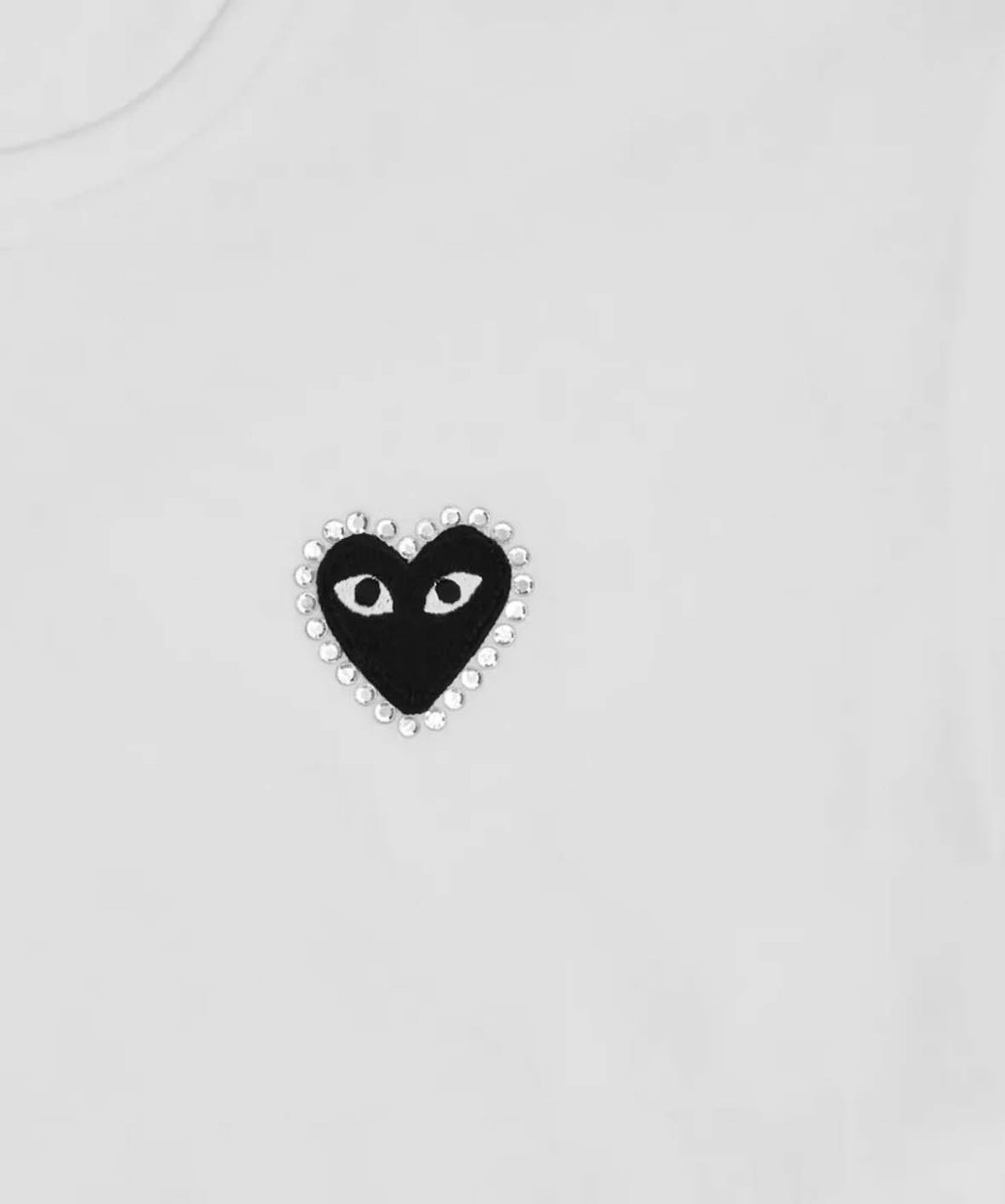 Comme des Garçons T-shirt Rhinestone Emblem Heart White/black Wit