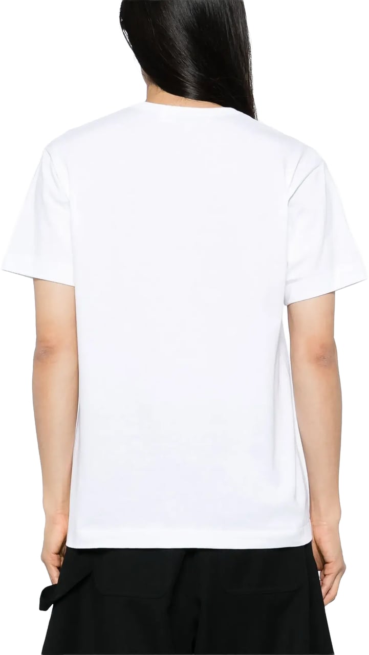 Comme des Garçons T-shirt Rhinestone Emblem Rhinestone Heart White/red Wit