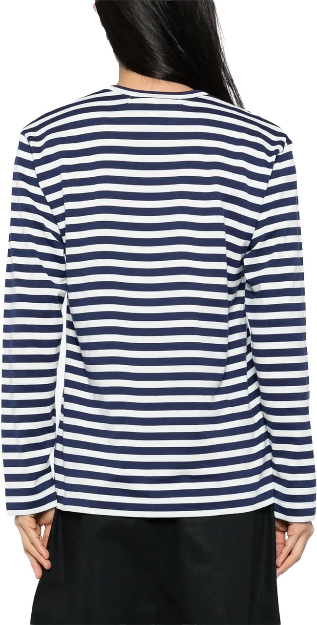 Comme des Garçons T-shirt Metalstone Emblem Metalstone Heart Navy/white Blauw