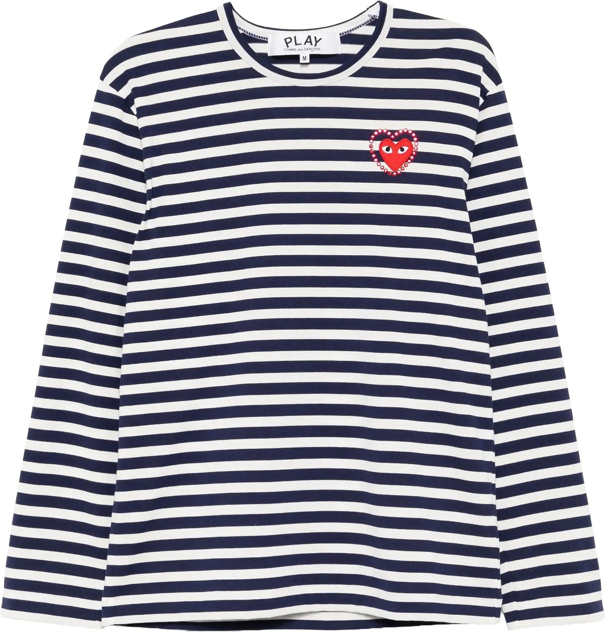 Comme des Garçons T-shirt Metalstone Emblem Metalstone Heart Navy/white Blauw