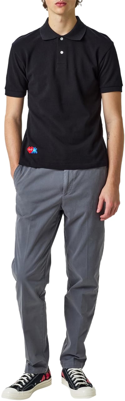 Comme des Garçons Heart Invader Logo Polo Shirt Zwart