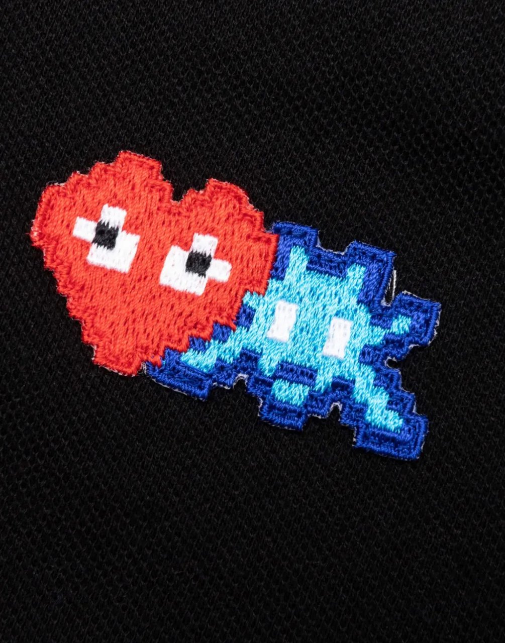 Comme des Garçons Heart Invader Logo Polo Shirt Zwart