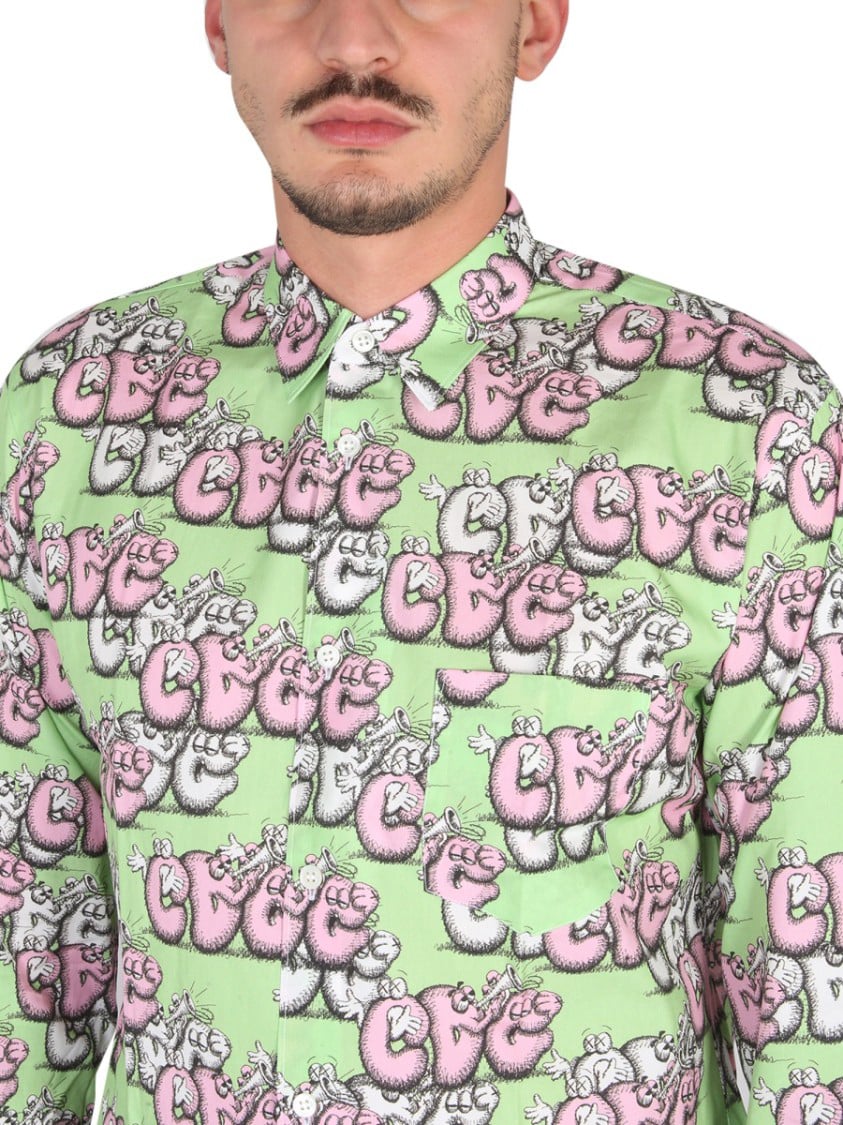 Comme des Garçons Printed Casual Shirt With Classic Collar Roze