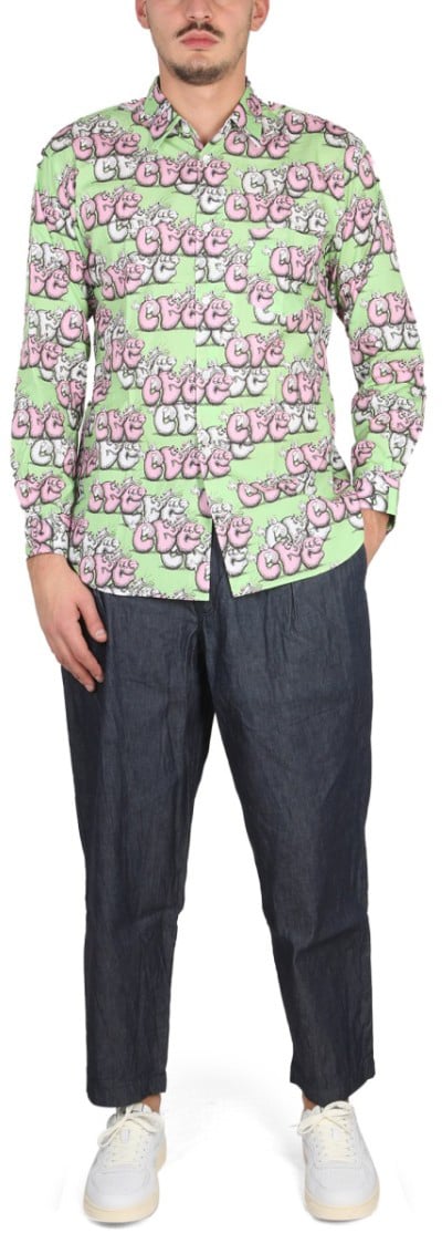 Comme des Garçons Printed Casual Shirt With Classic Collar Roze