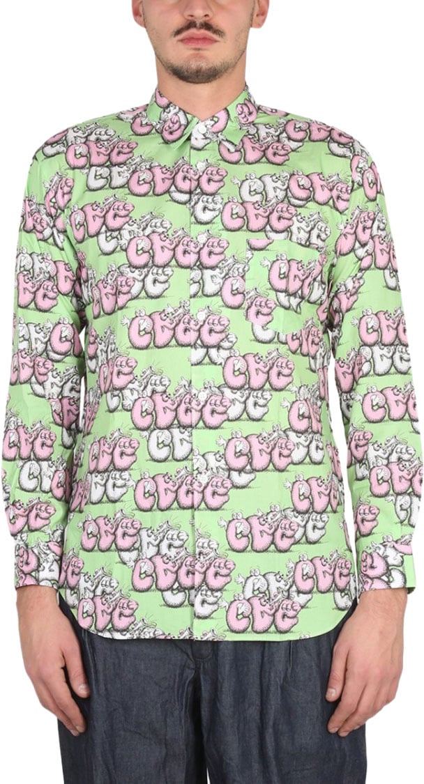 Comme des Garçons Printed Casual Shirt With Classic Collar Roze