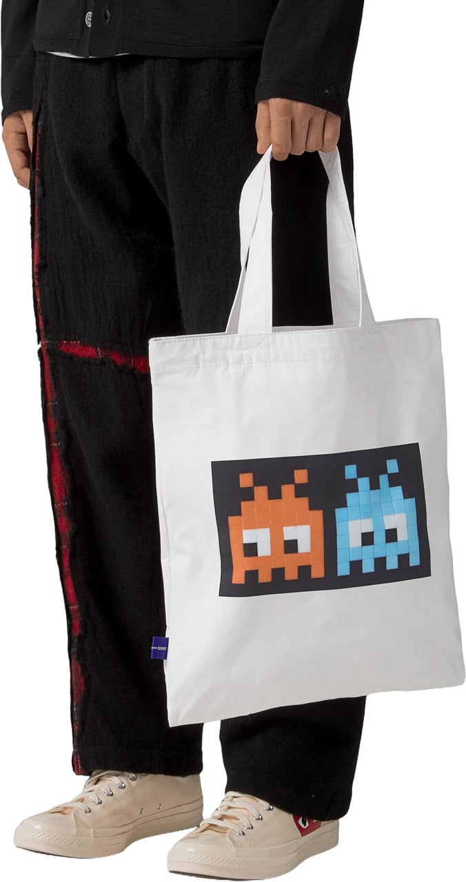 Comme des Garçons Space Invaders Logo Shopping Bag Wit