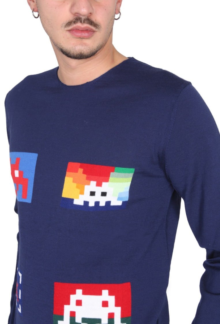 Comme des Garçons Pixelated Graphic Wool Jersey Sweater Groen