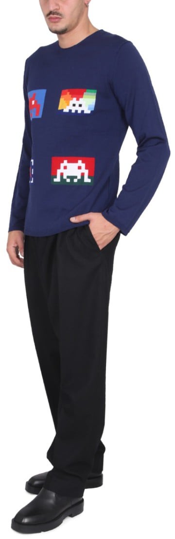 Comme des Garçons Pixelated Graphic Wool Jersey Sweater Groen