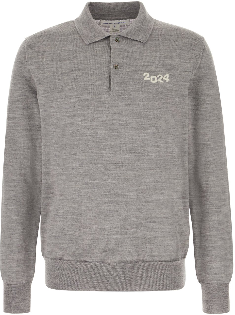 Comme des Garçons Comme des Garcons Melange grey wool polo shirt Grijs
