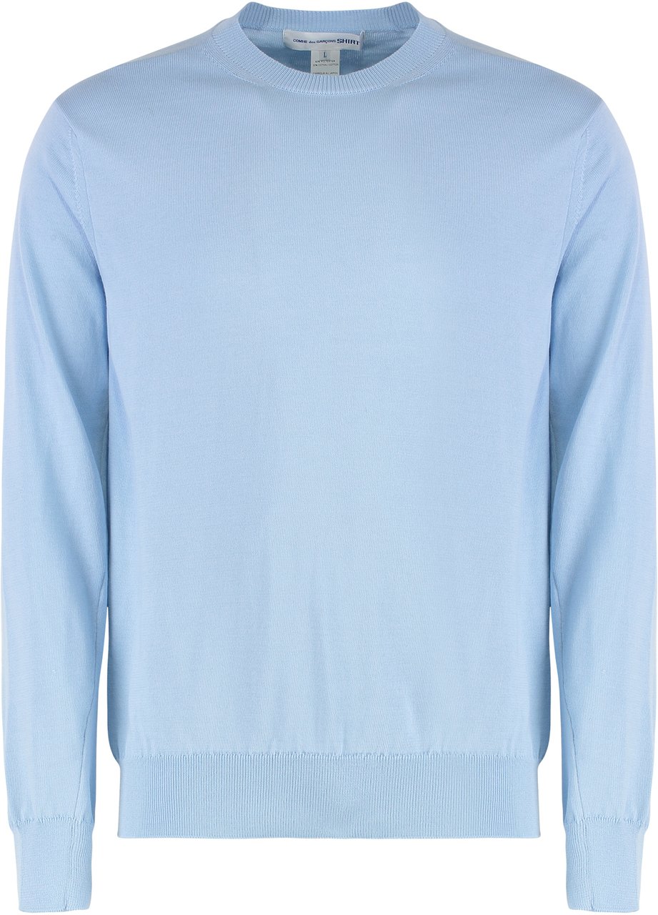 Comme des Garçons Cotton blend crew-neck sweater Lichtblauw