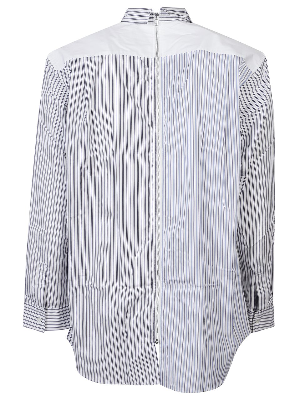Comme des Garçons Vertical Striped Zip-Up Shirt Blauw