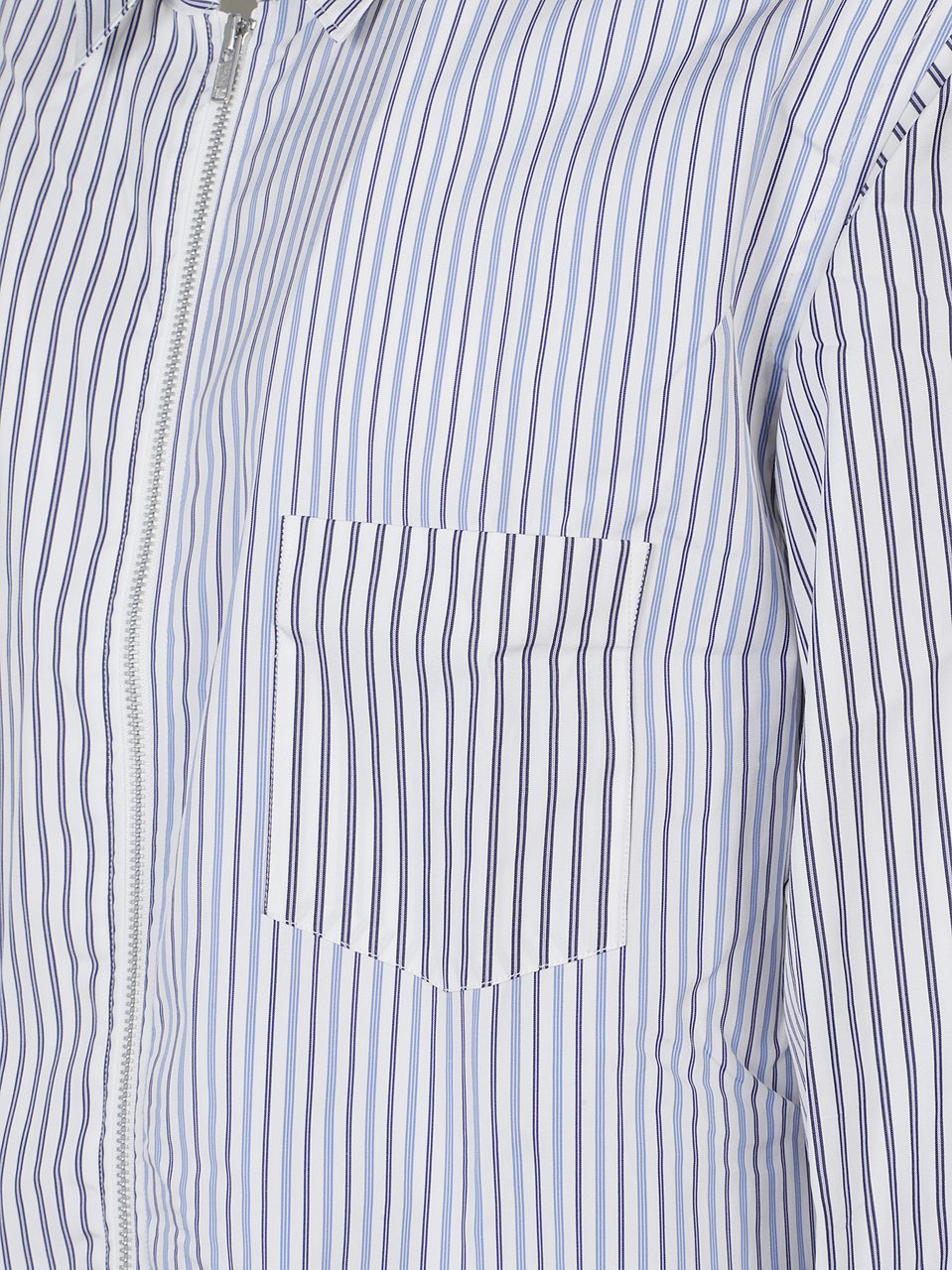 Comme des Garçons Vertical Striped Zip-Up Shirt Blauw