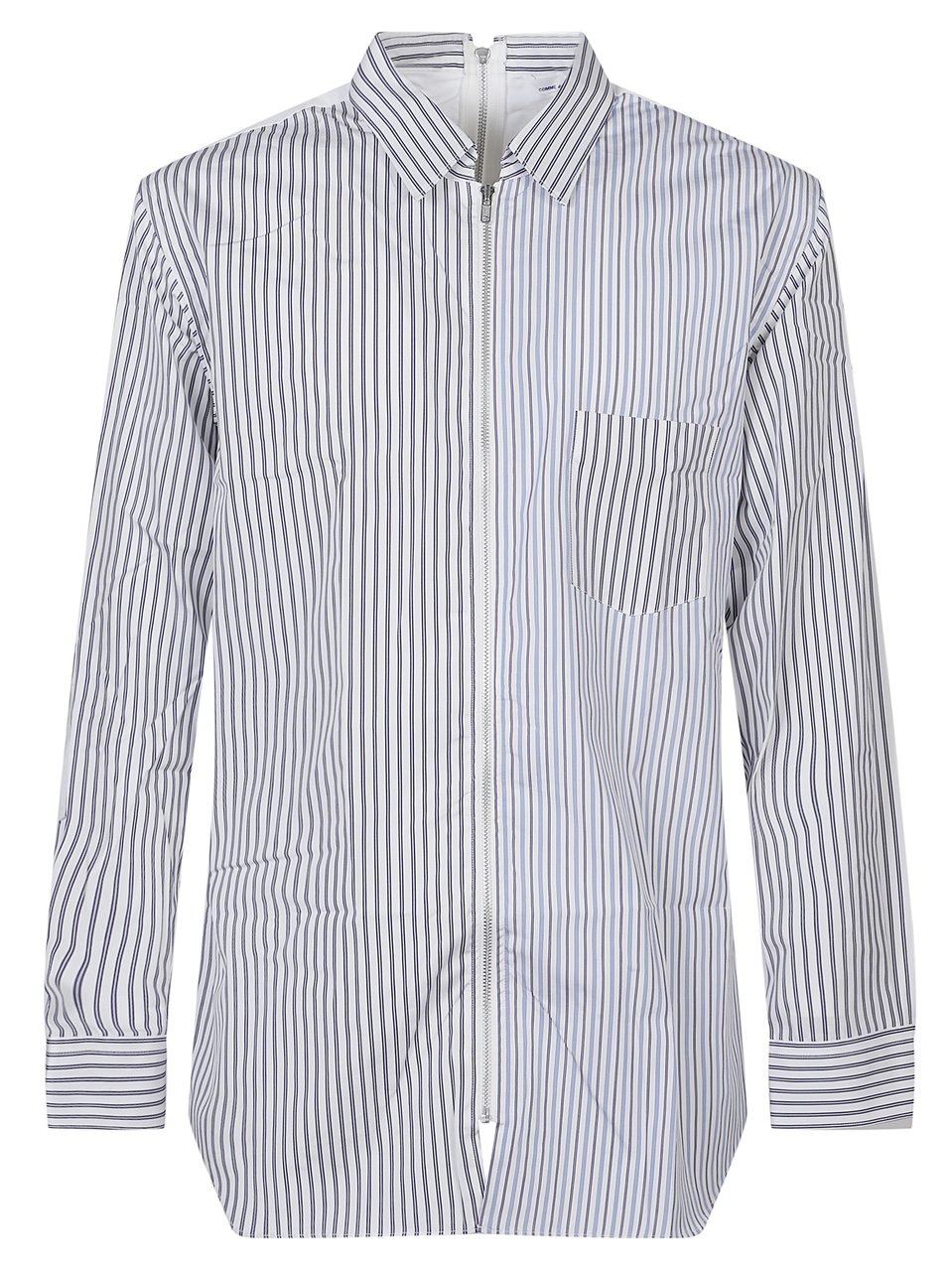 Comme des Garçons Vertical Striped Zip-Up Shirt Blauw