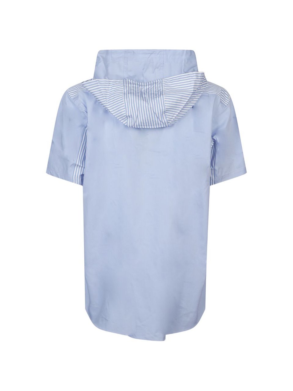 Comme des Garçons Blue Striped Hooded Cotton Shirt Blauw