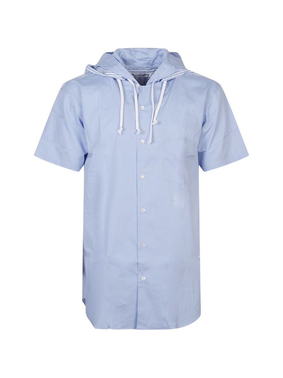 Comme des Garçons Blue Striped Hooded Cotton Shirt Blauw