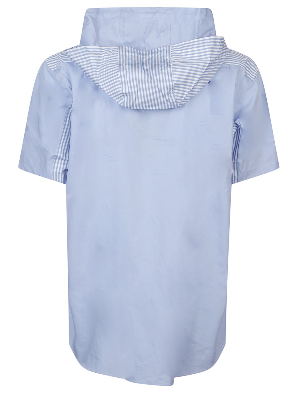 Comme des Garçons Blue Striped Hooded Cotton Shirt Blauw