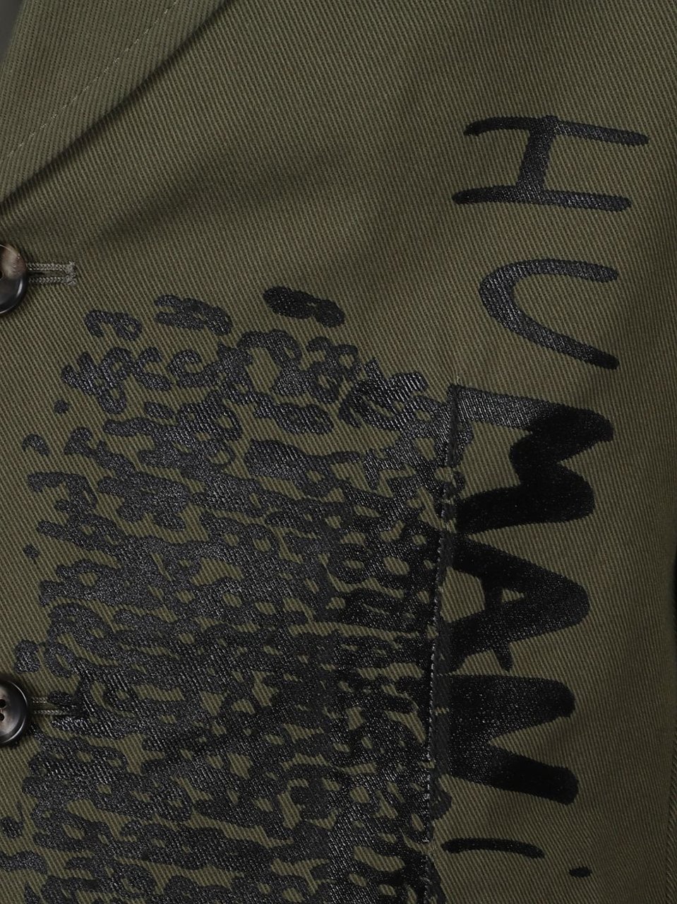 Comme des Garçons Olive Green Cotton Printed Jacket Grijs