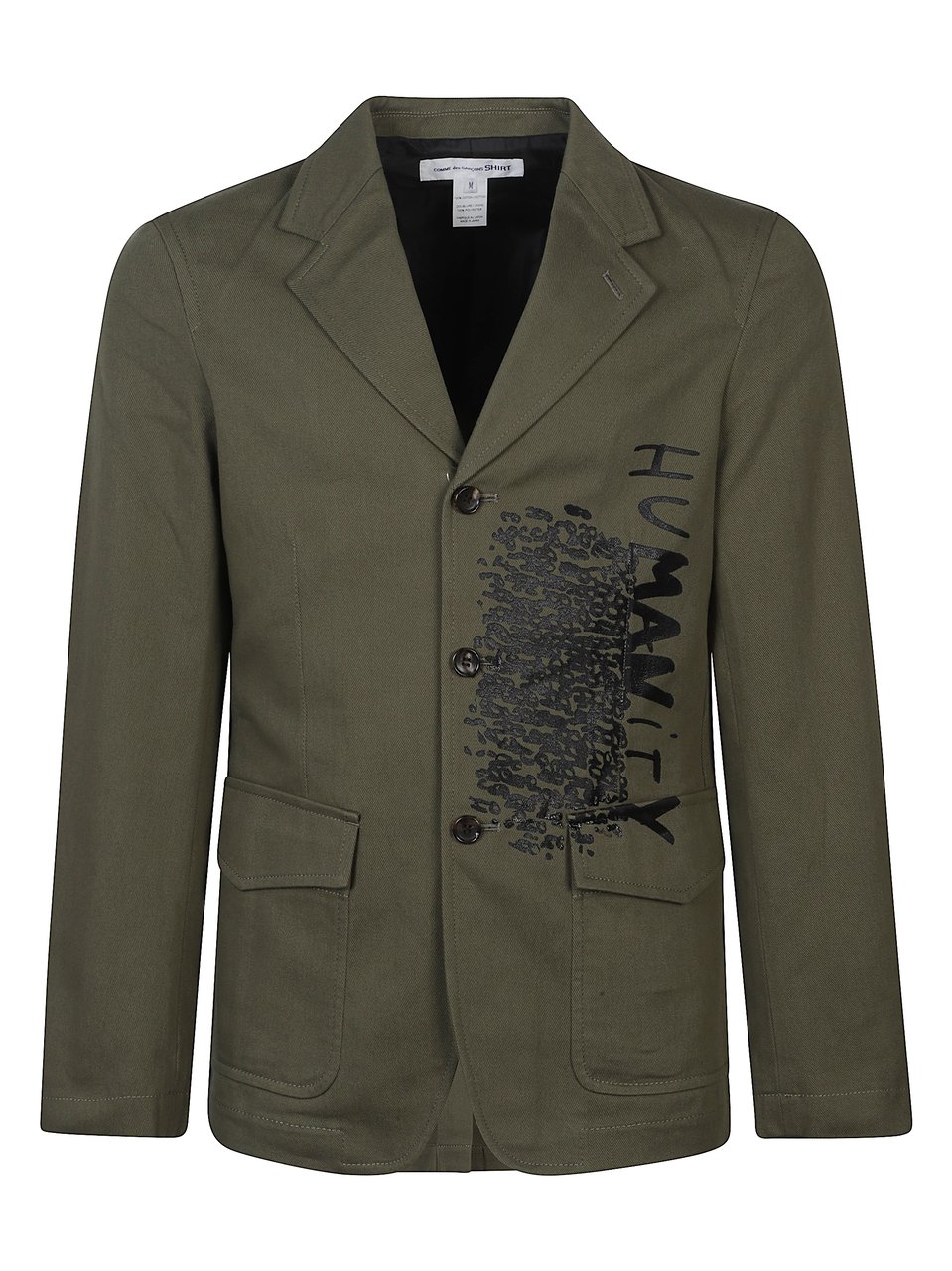 Comme des Garçons Olive Green Cotton Printed Jacket Grijs