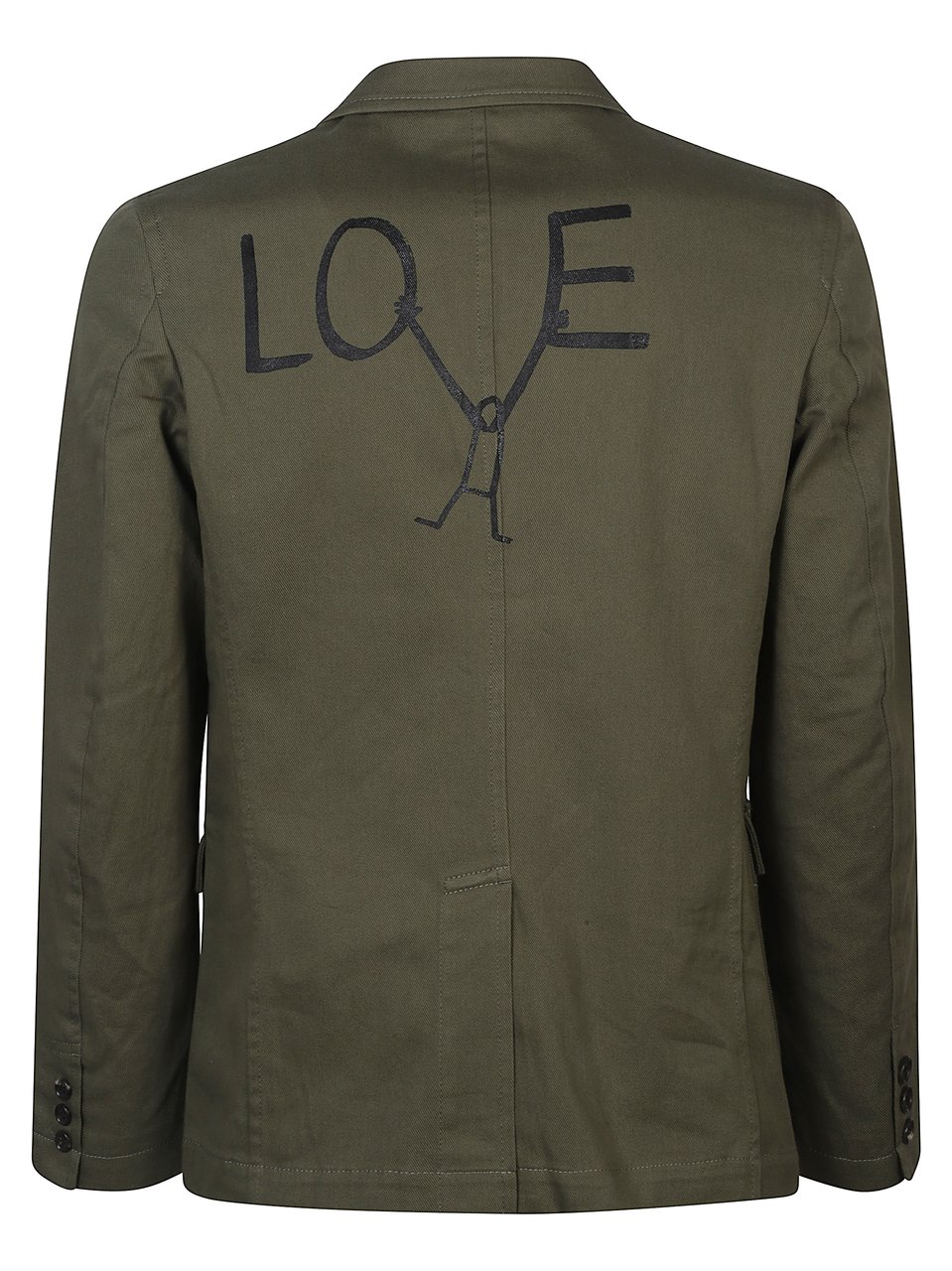 Comme des Garçons Olive Green Cotton Printed Jacket Grijs