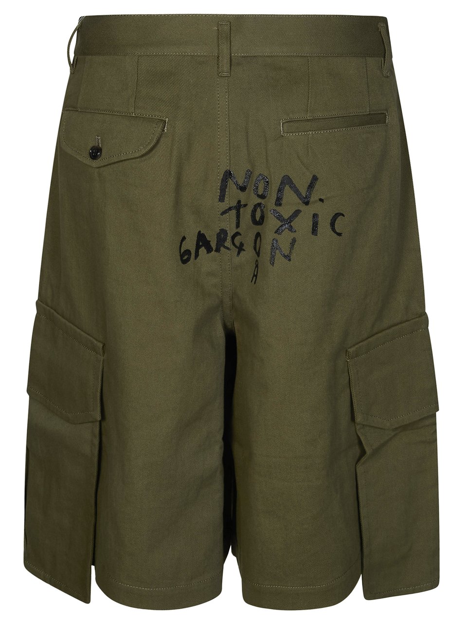 Comme des Garçons Men Olive Green High Waisted Shorts Groen