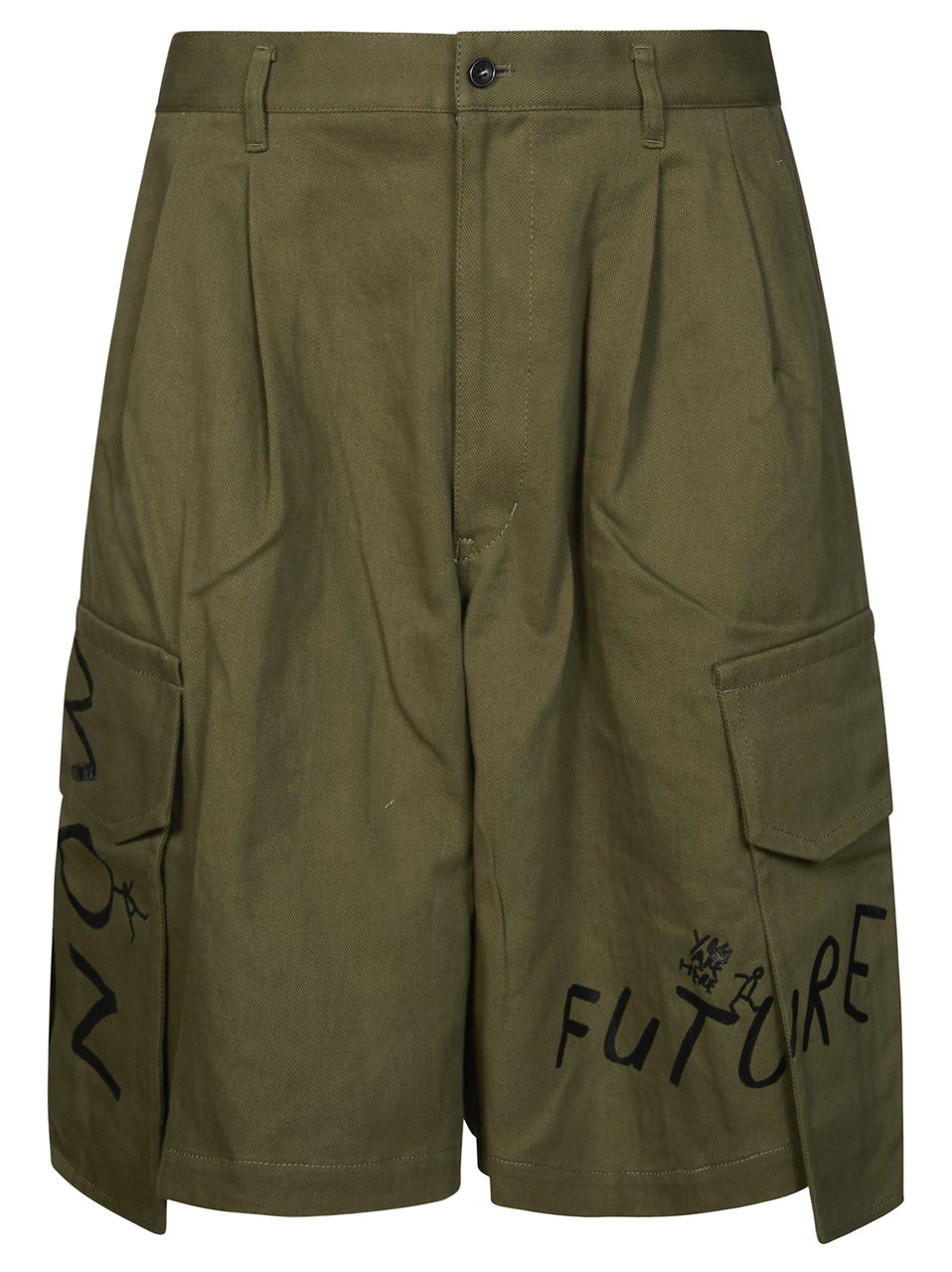 Comme des Garçons Men Olive Green High Waisted Shorts Groen