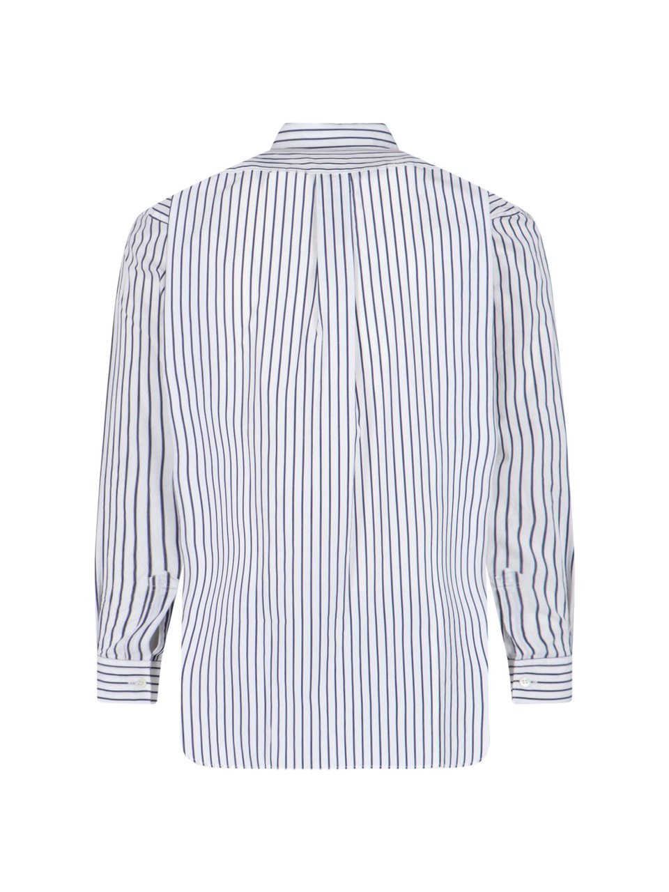 Comme des Garçons White Cotton Shirt With Blue Stripes And Classic Collar Divers