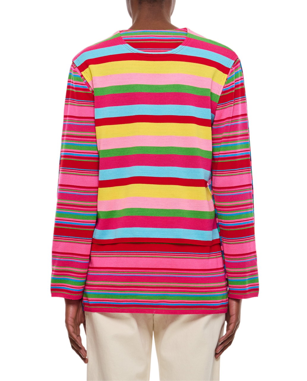 Comme des Garçons Multicolor Striped Sweater with Double Layer Effect Roze