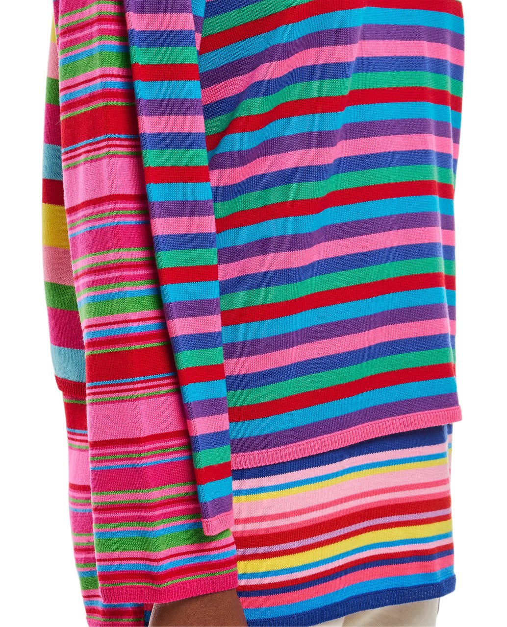 Comme des Garçons Multicolor Striped Sweater with Double Layer Effect Roze