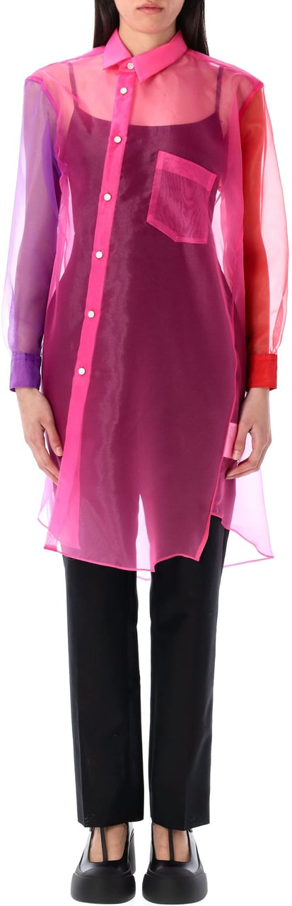 Comme des Garçons Color Block Organza Shirt Pink Red Purple Rood