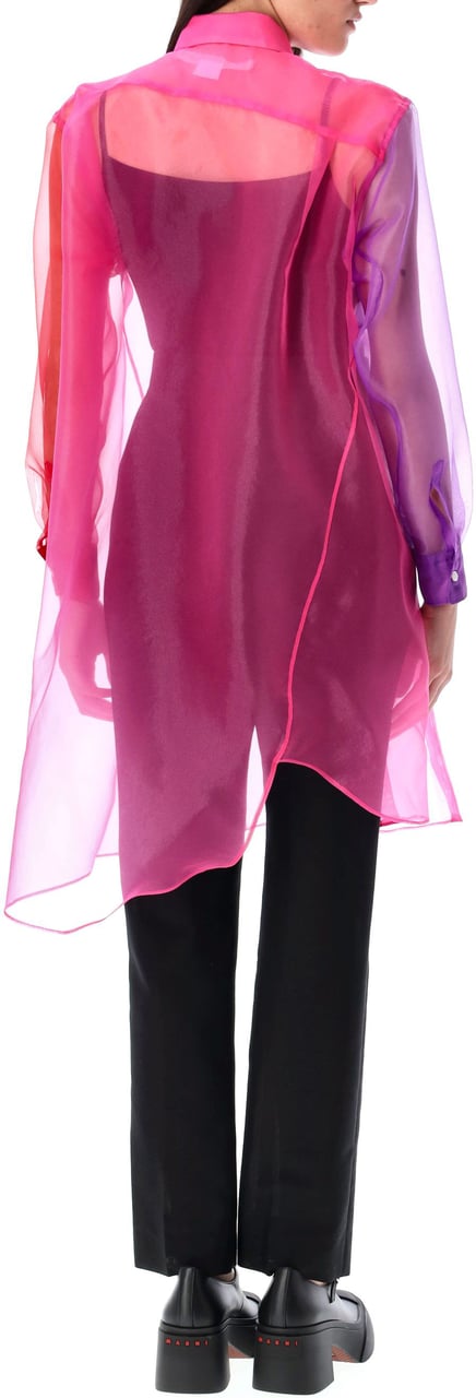 Comme des Garçons Color Block Organza Shirt Pink Red Purple Rood