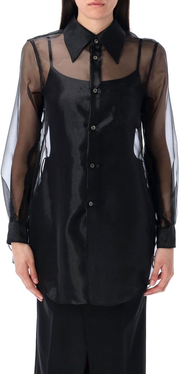Comme des Garçons Organza Poly Shirt Nero Zwart