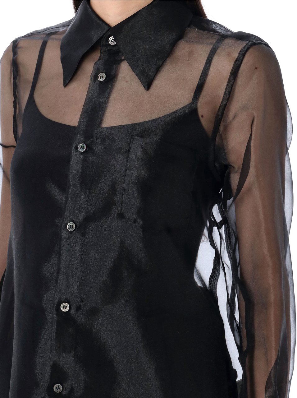 Comme des Garçons Organza Poly Shirt Nero Zwart