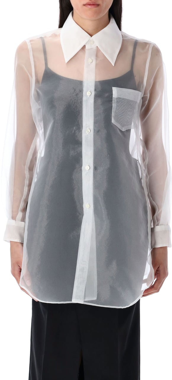 Comme des Garçons Organza Poly Shirt Bianco Wit