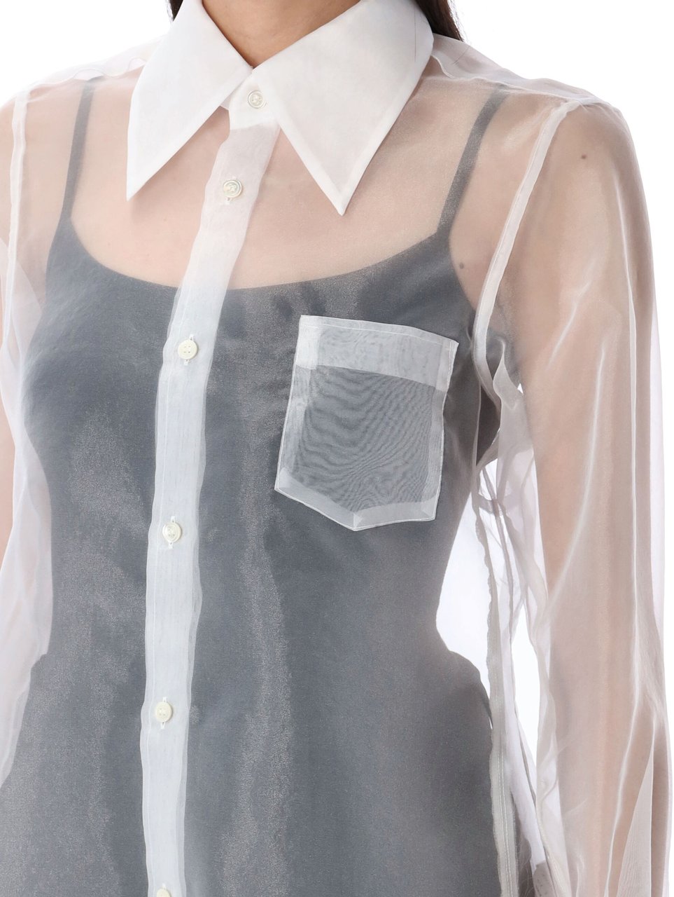 Comme des Garçons Organza Poly Shirt Bianco Wit