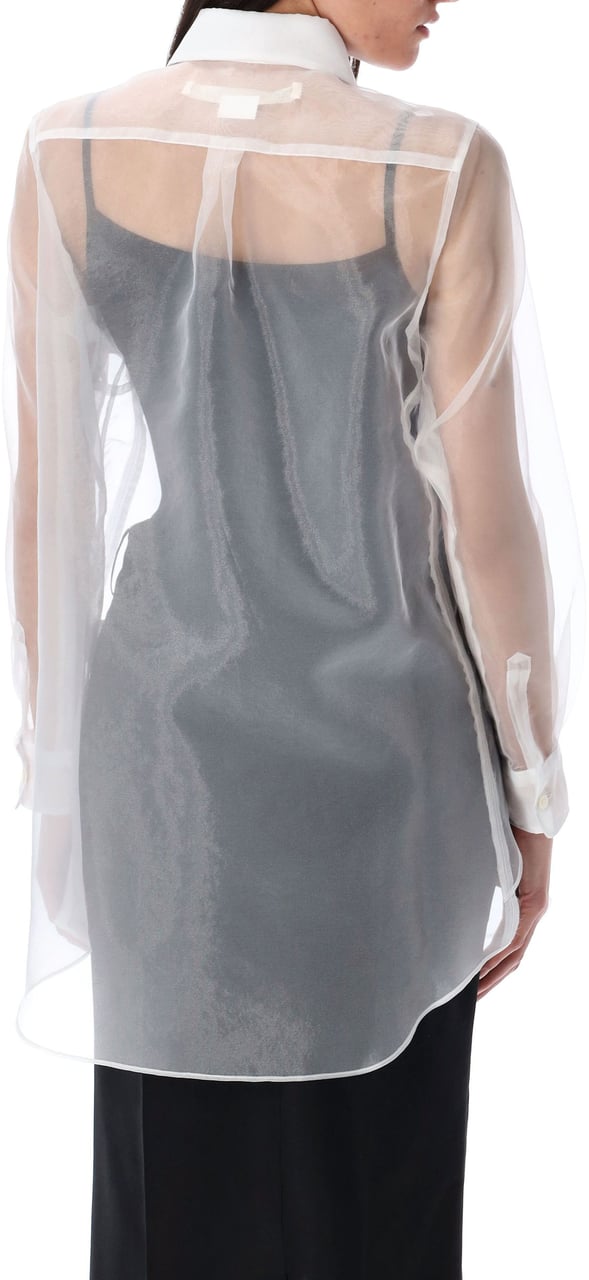 Comme des Garçons Organza Poly Shirt Bianco Wit