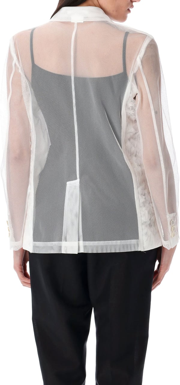 Comme des Garçons Organza Ricamo Flower Jacket Bianco Wit