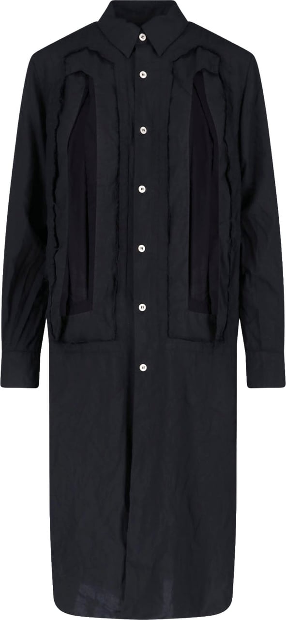 Comme des Garçons Black Textured Panel Midi Dress Zwart